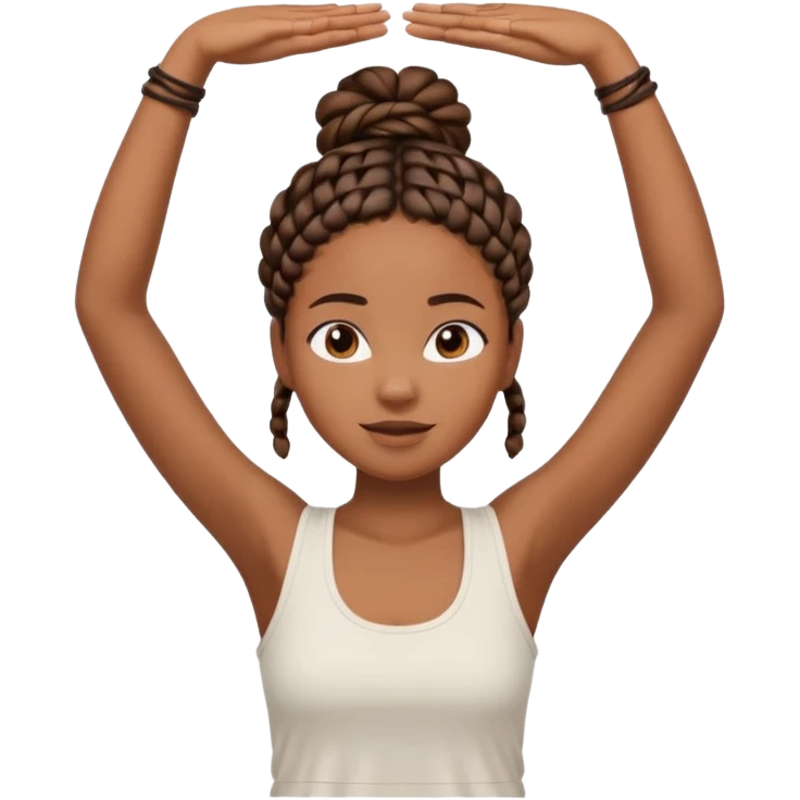 Black girl with braids, arms raised in a stretch emoji