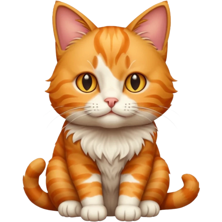 cat with a brain, sitting pose, iOS emoji style emoji