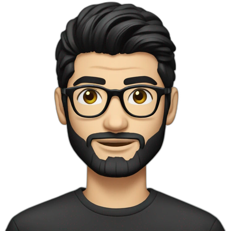 zayn malik in black hair, beard wearing spectacles infront of macbook emoji
