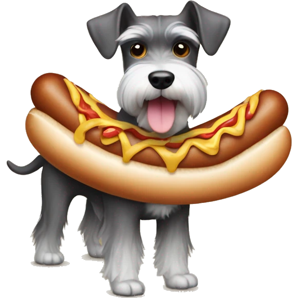 Schnauzer in hot dog costume  emoji