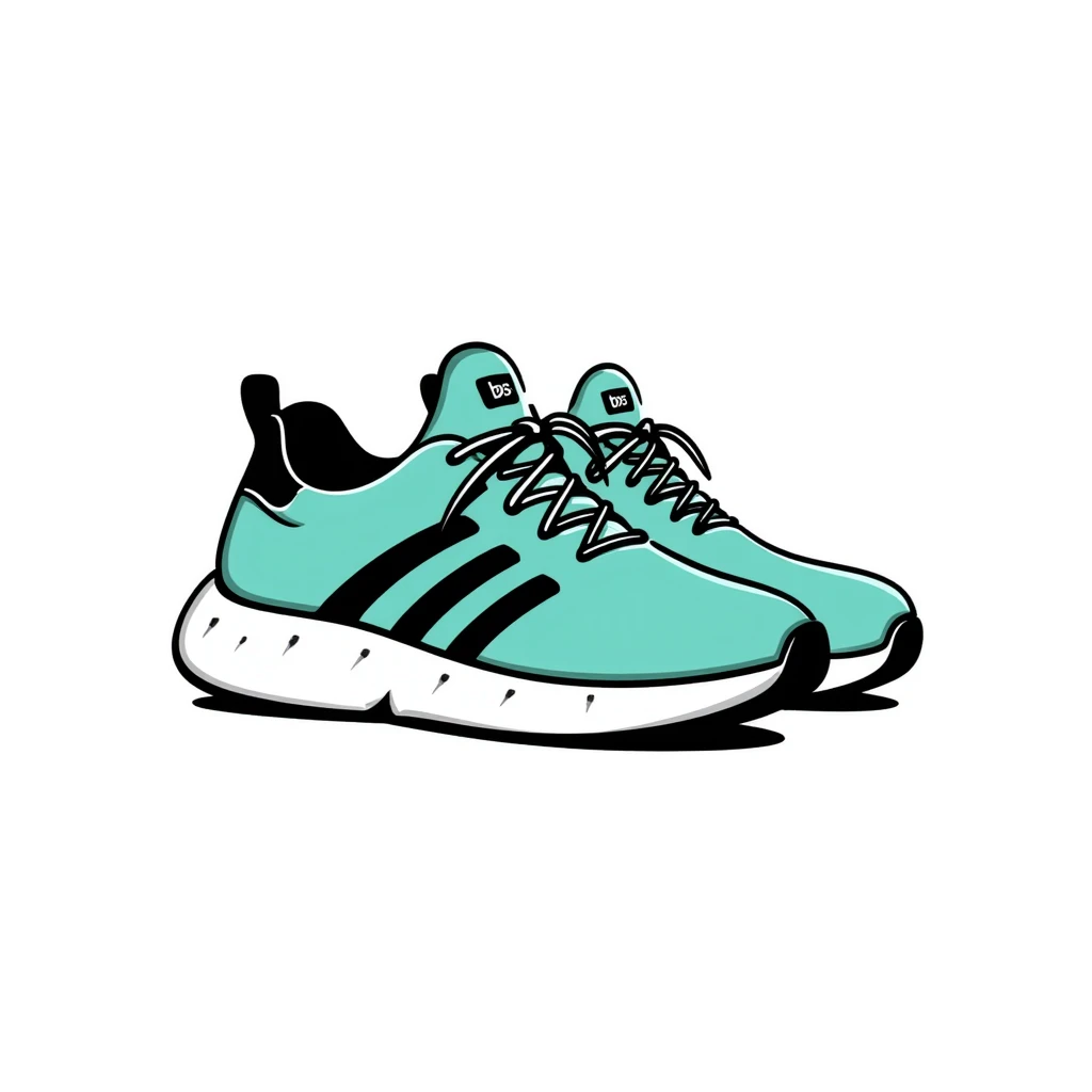 turquoise running shoes, athletic footwear, blue-green sneakers emoji