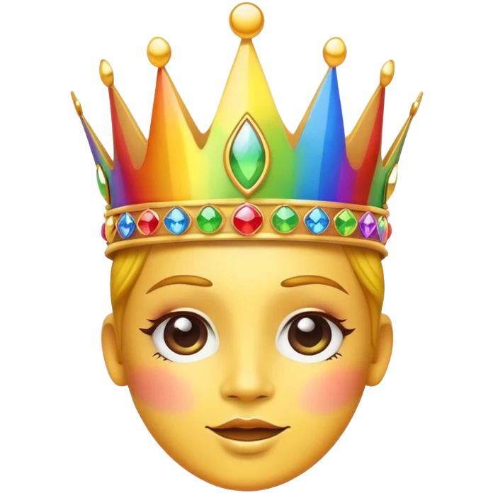 yellow face with rainbow crown, fabulous expression, pride symbols emoji