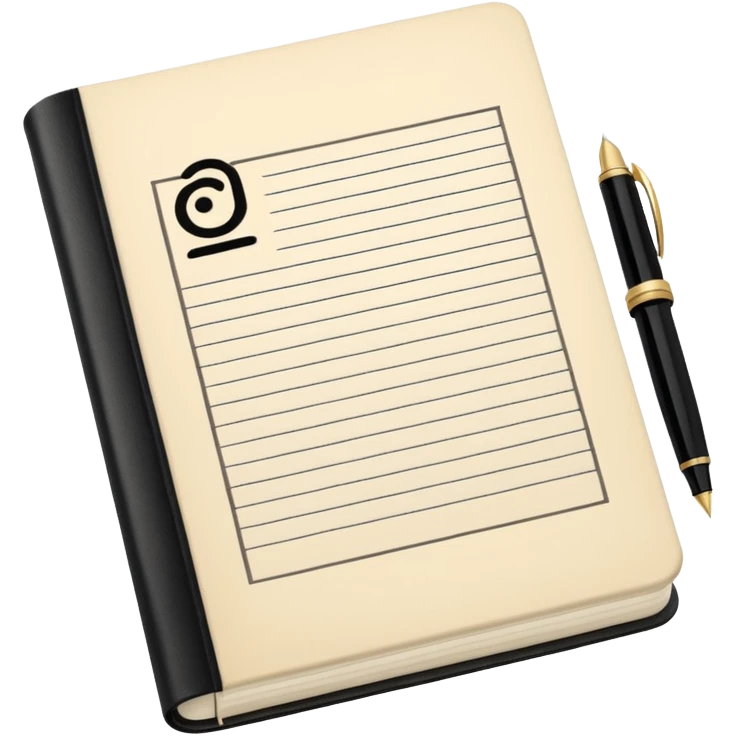 open notebook with fancy “A” on the page emoji