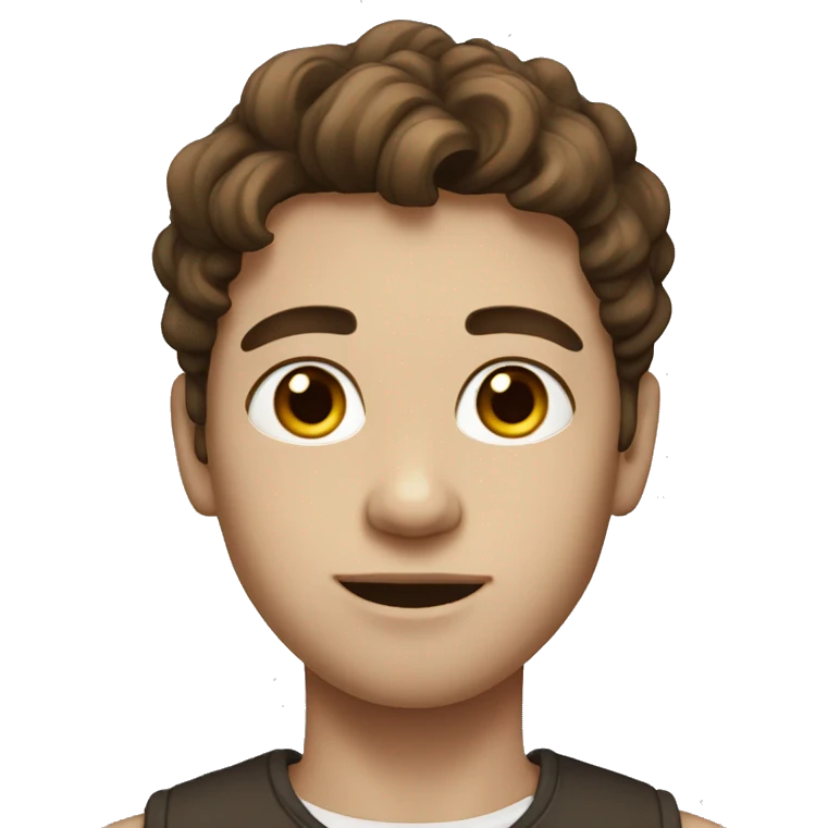 Young men, with White skin, with brown wavy hair  emoji