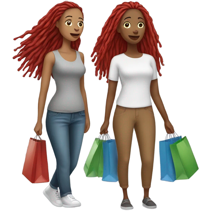 Woman with red locs , woman with gray locs shopping emoji