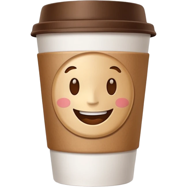 one coffe take away cup with coffee and a smiling mouth  emoji