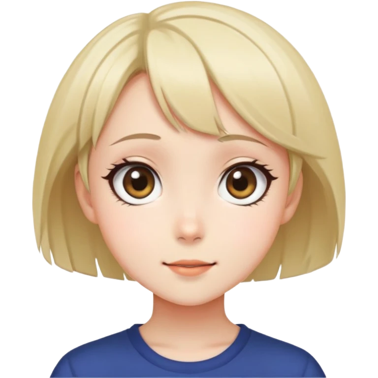 anime girl, big eyes, short hair, cheerful expression emoji