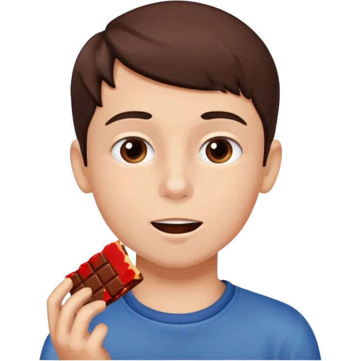 boy eating chocolate emoji