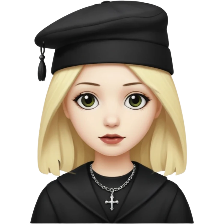 goth in hat, blond hair emoji