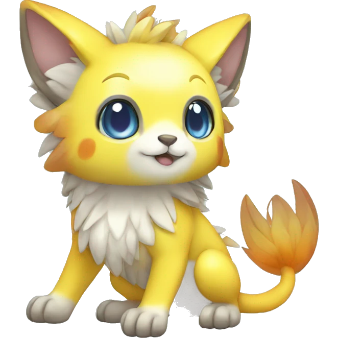 Cute cool shiny colorful animal hybrid Fakemon full body emoji