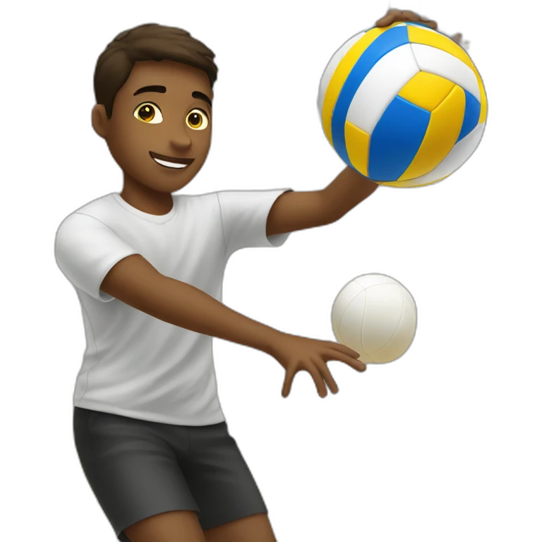 boy playing volleyball hitting the ball emoji
