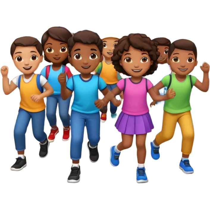 Group of African American kids playing on school playground in urban neighborhood emoji