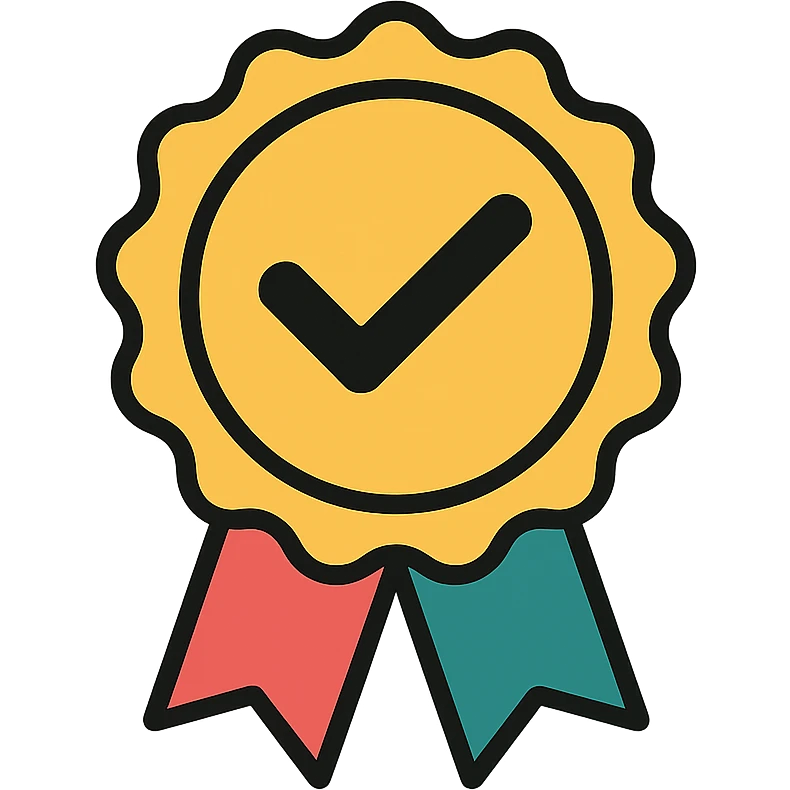 vector icon of a seal of trust with gold and colorful elements, elegant and minimalist flat design, isolated on white background, award badge style, 2D flat vector, trending icon look, soft shadows, no text, perfect for commercial use, icon style, variation 1 emoji