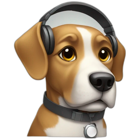 Dog listens to music with headphones emoji