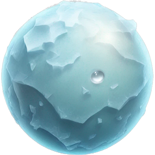 a planet, small, icy and with a rocky surface and a heart-shaped icy region of creamy white light color emoji