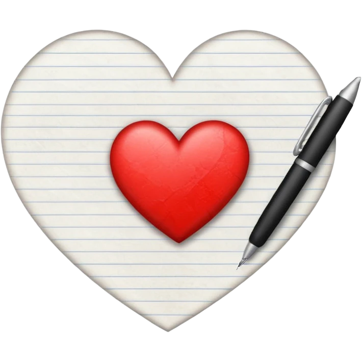 Writing paper on a heart emoji