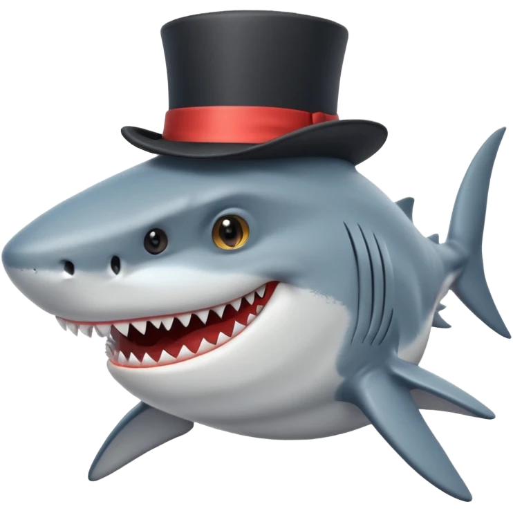 Shark with a top hat emoji