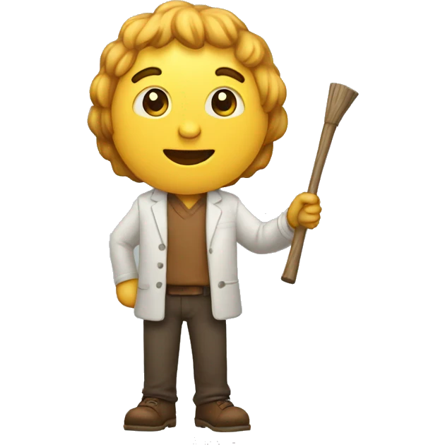 man teaching with stick and point at borad emoji