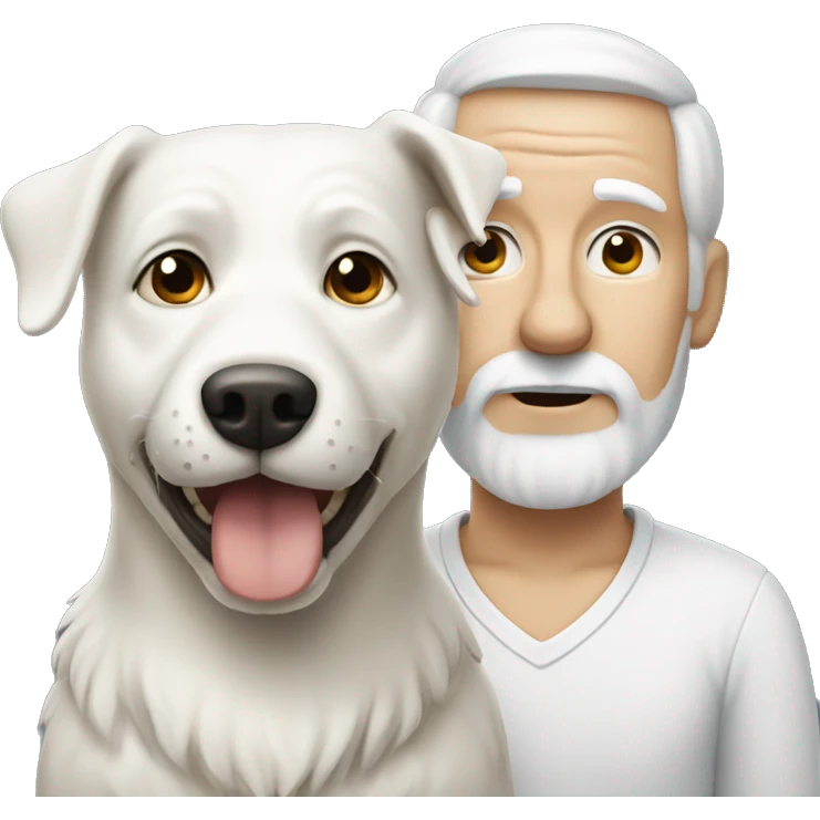 old man with white dog emoji