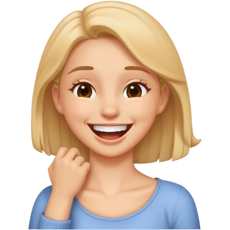girl holding neck and laughing  emoji