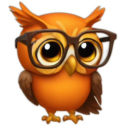 an orange and brown owl with glasses emoji