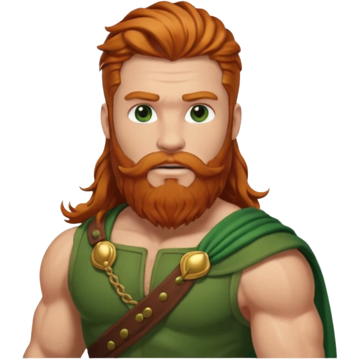 Hercules, Hero God from Rome Mythology with long ginger hair and beard, green and brown outfit emoji