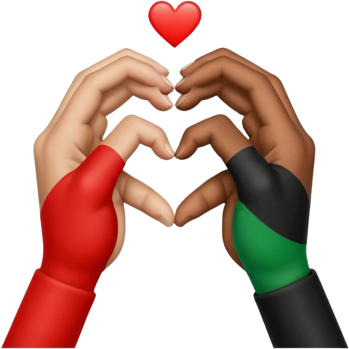 two hands forming a heart shape with Palestinian flag colors emoji