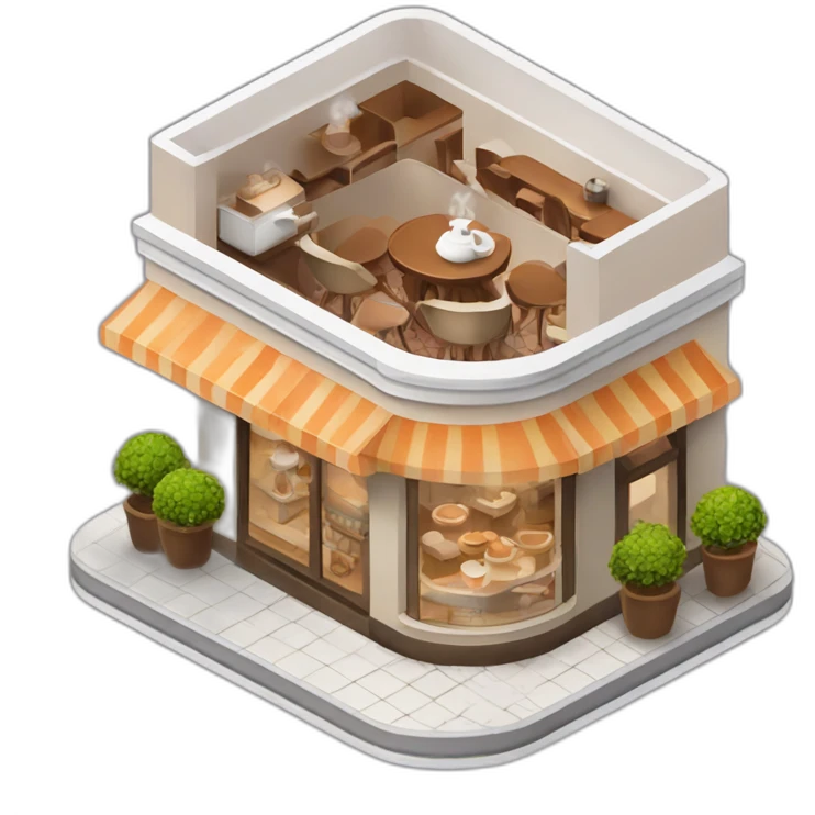 Cappuccino cafe house isometric emoji
