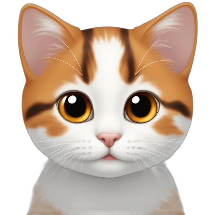 Orange brown black white clico cute baby cat emoji