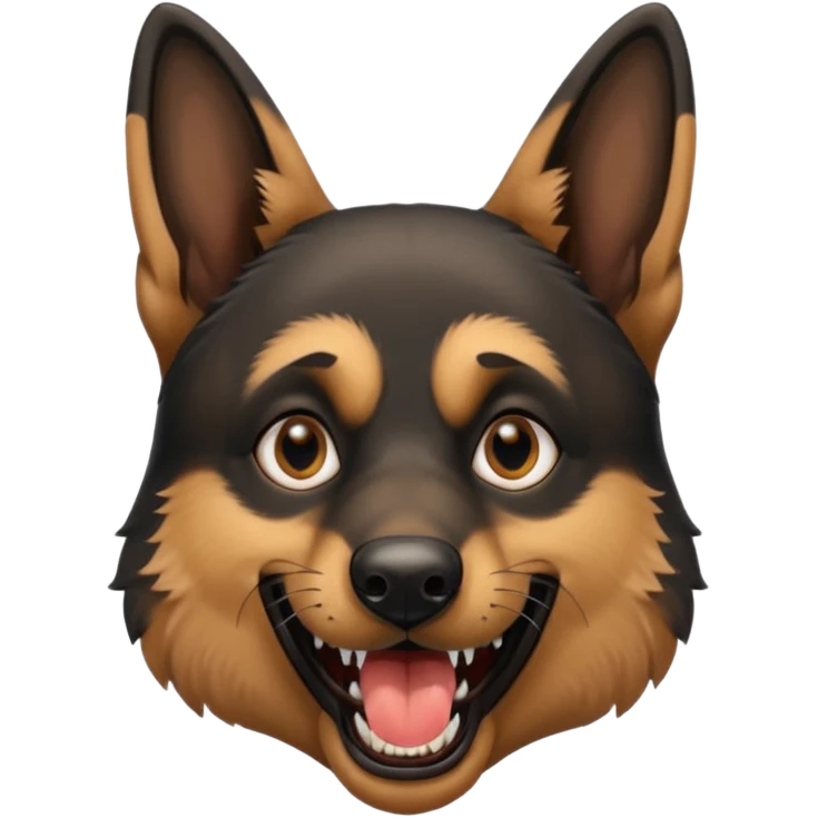 Evil German shepherd head with open mouth emoji