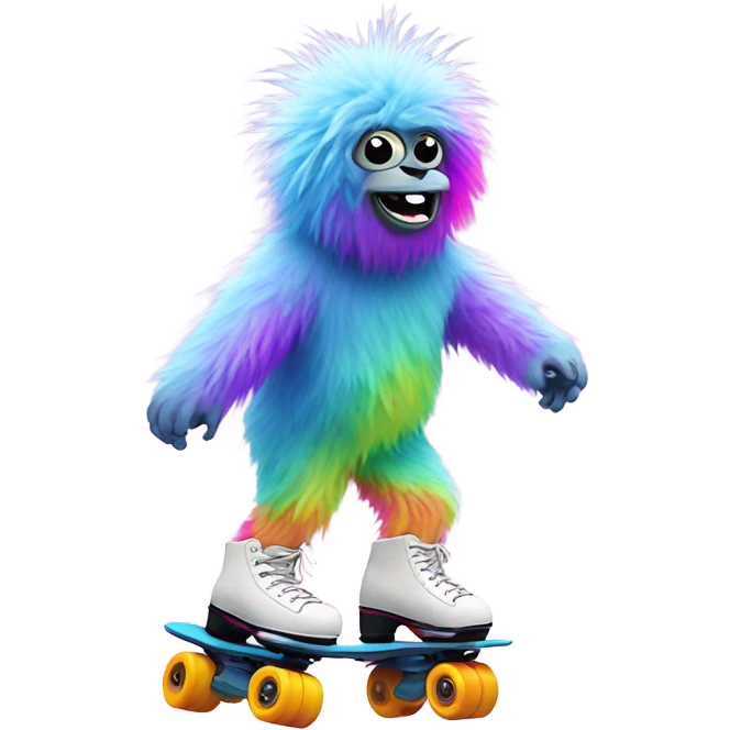 a skating rainbow yeti  emoji