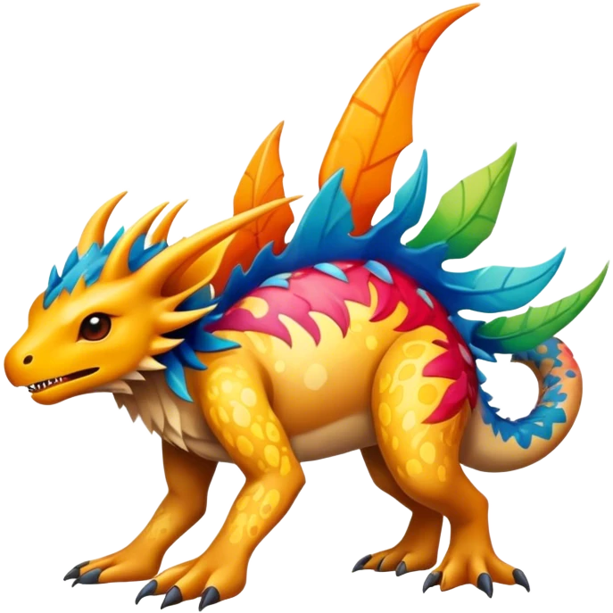 a colorful edgy vernid-fionbri-creature with splash patterns full body emoji