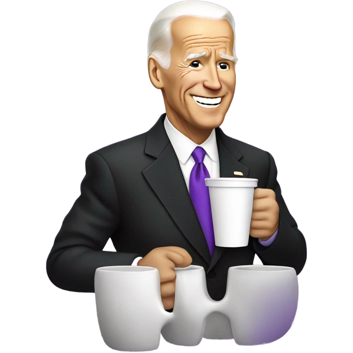biden with purple drink in white cup emoji
