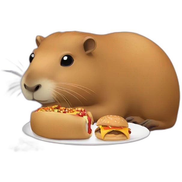 Capybara eating fast food emoji