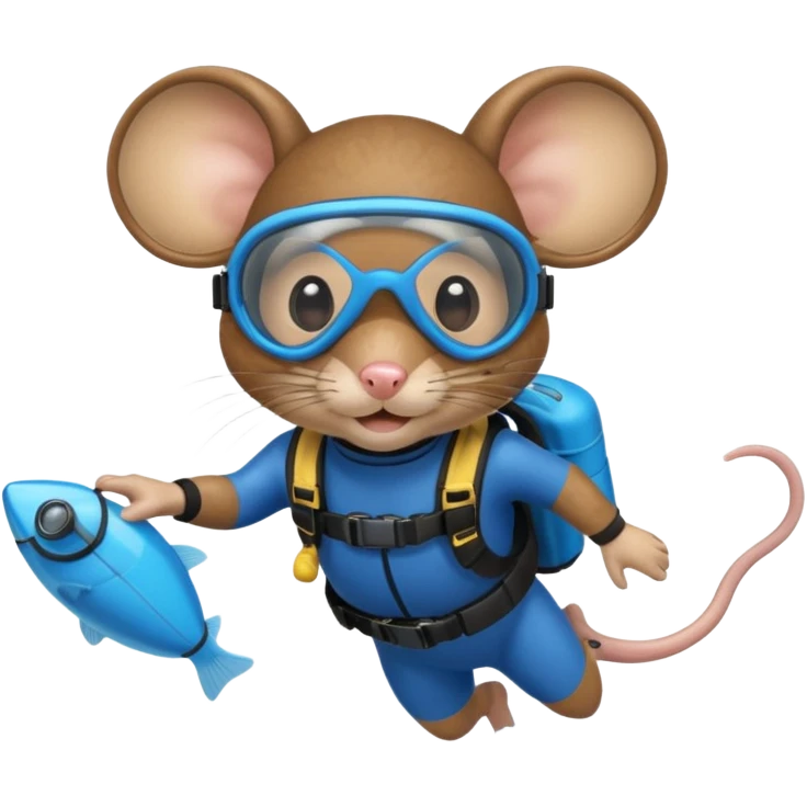 mouse wearing scuba gear dive into the sea emoji