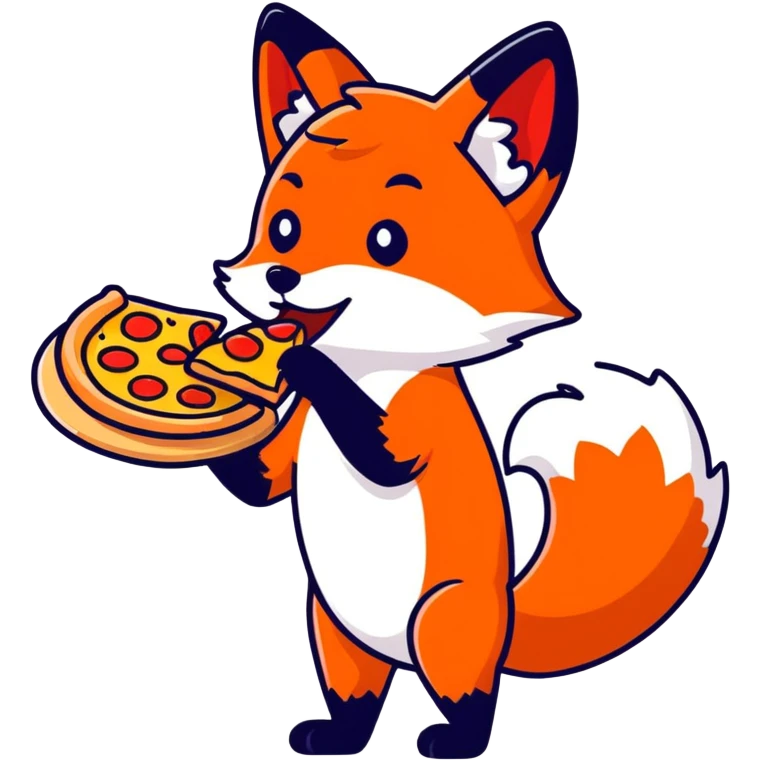 Red fox eating pizza emoji