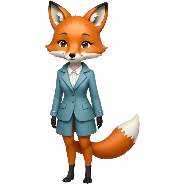 extremely sad crying anthropomorphised female fox in stylish outfit, no sunglasses, looking to the left, poor posture, full-body view emoji
