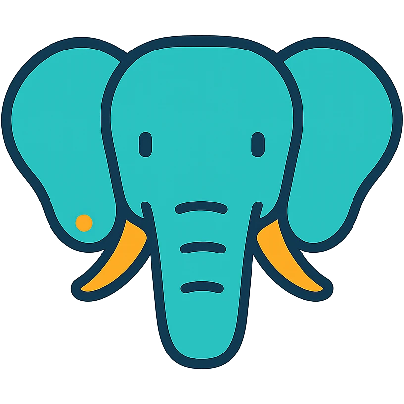 elephant head facing forward, color outline icon style, clean and modern, subtle color accents emoji