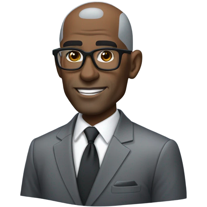 deon sanders with round face and suit and glasses and buzz cut and small eyes and over 50 small gray bearded receding hairline and small black eyes and wrinkled forehead emoji