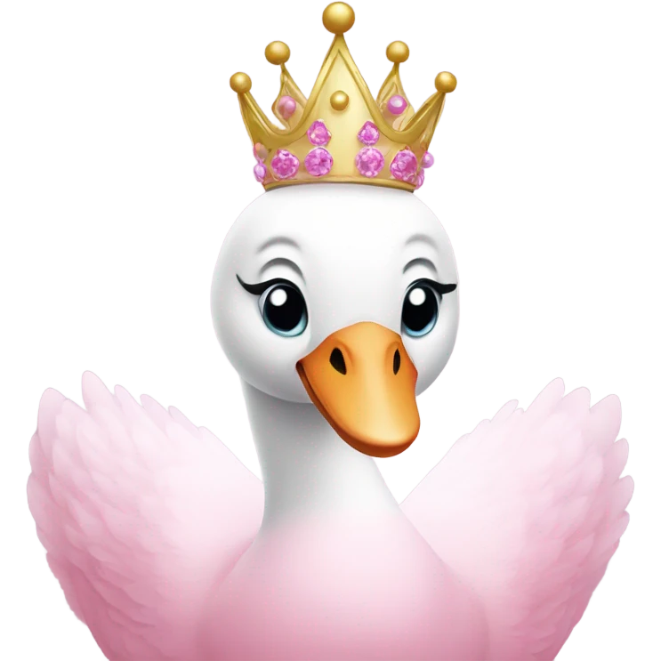 A pink swan wearing a crown and a pink tutu  emoji