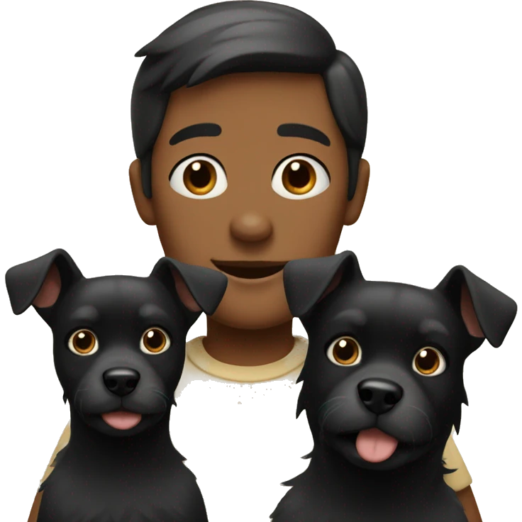 person with three little black dogs emoji