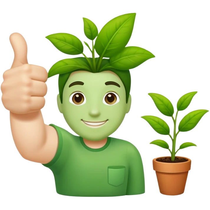 thumbs up gesture with a green thumb, gardening concept emoji