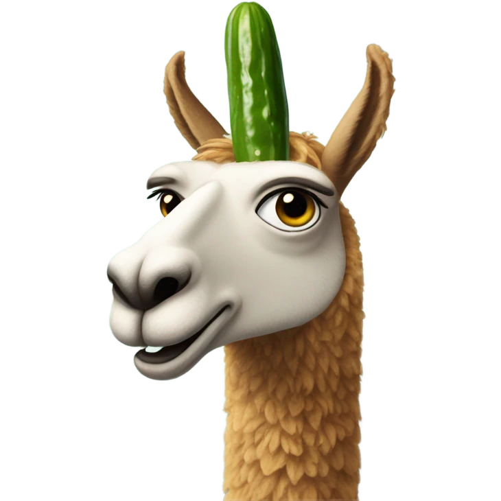 Llama getting hit by a pickle emoji