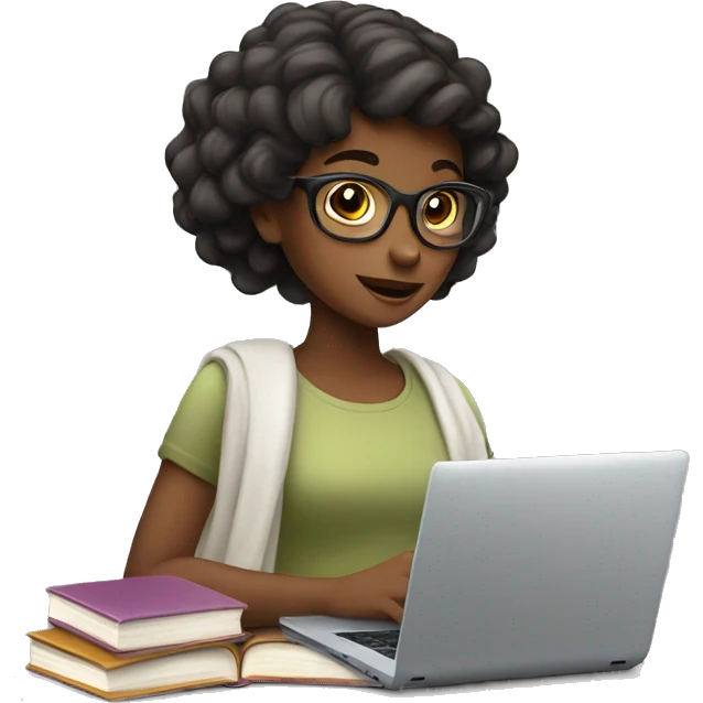 girl with laptop and book but more pretty emoji
