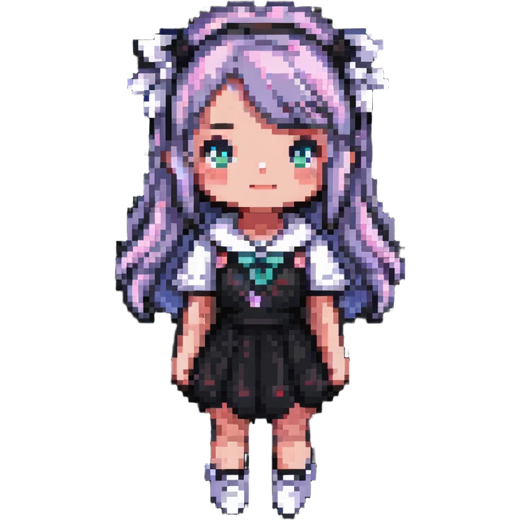 pink girly girl simple and cute in pixel art style emoji