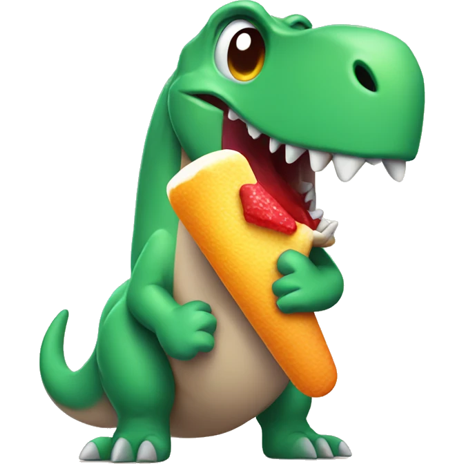 Dinosaur eating popsicle emoji