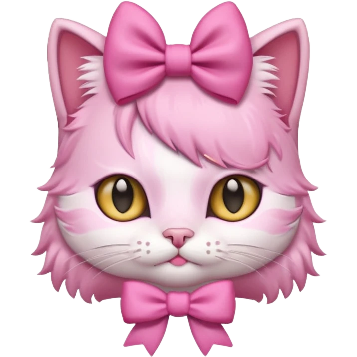 Aesthetic cute cat with a pink aesthetic bow in her head emoji