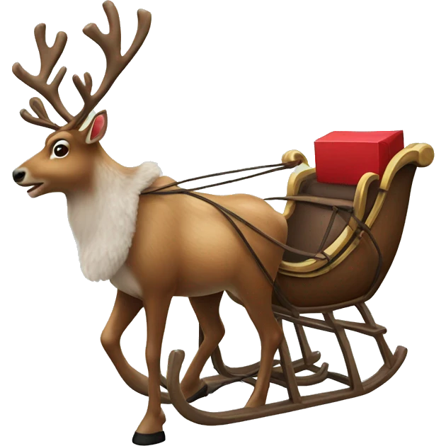 realistic reindeer with a sleigh emoji