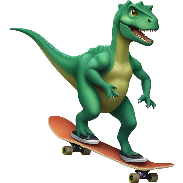Dinosaur riding skateboard  emoji