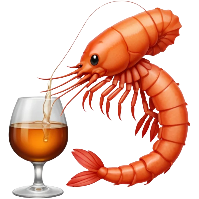 A SHRIMP DRINKING BOURBON, CLASSY, PHOTOREALISM emoji